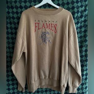 CCM Calgary Flames Beige Crewneck Sweater